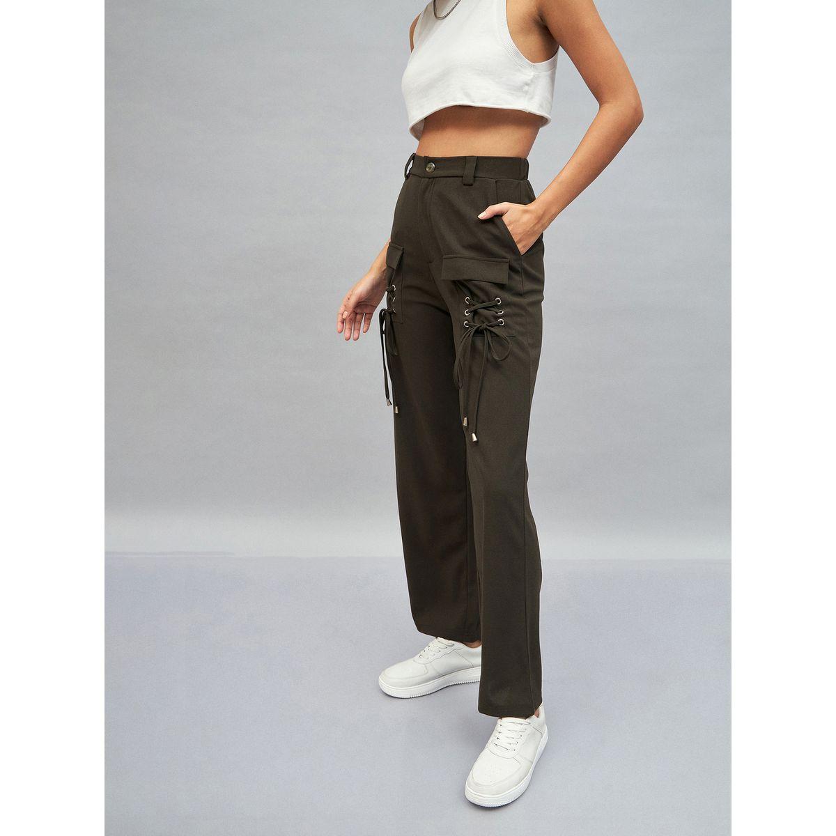 Sassafras X Styli  Drawstring Pocket Detail High Rise Cargo Pants-women-clothing-bottoms-trousers-image-3