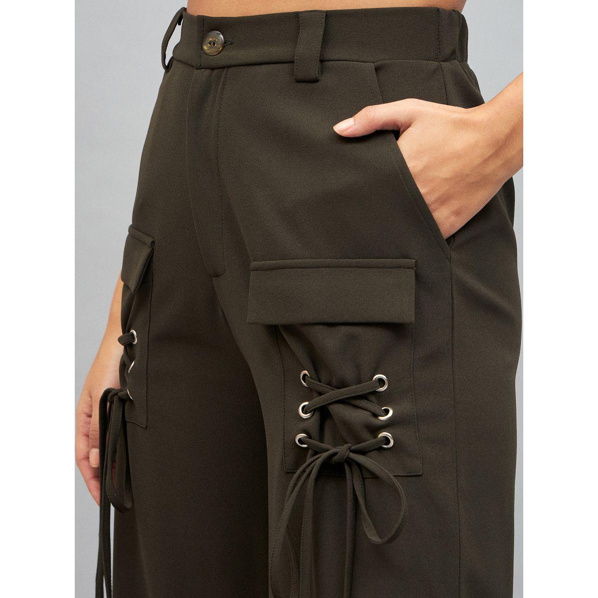 Sassafras X Styli  Drawstring Pocket Detail High Rise Cargo Pants-women-clothing-bottoms-trousers-image-4