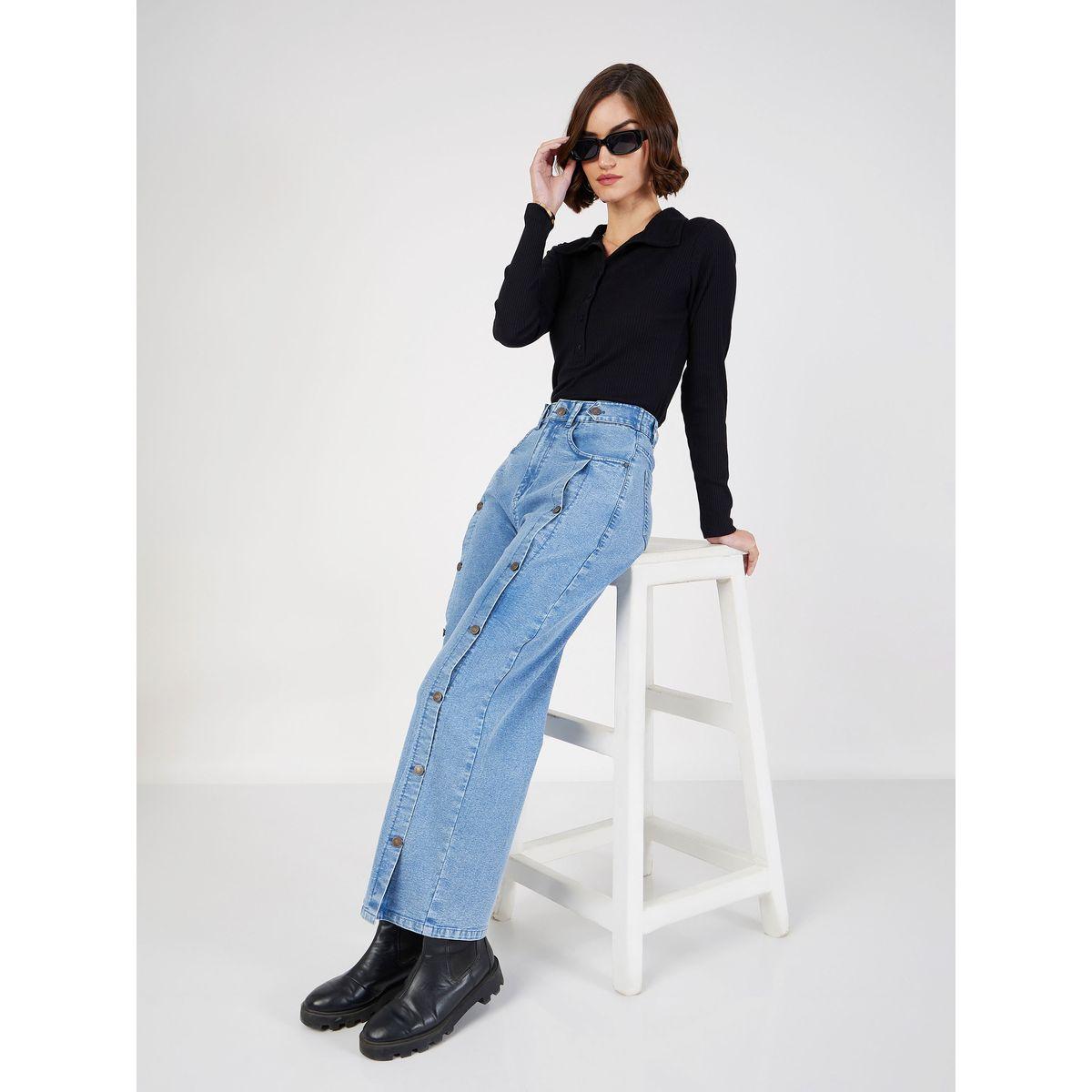 Button Detail Straight Fit Jeans with Pockets-women-clothing-bottoms-jeans-image-2