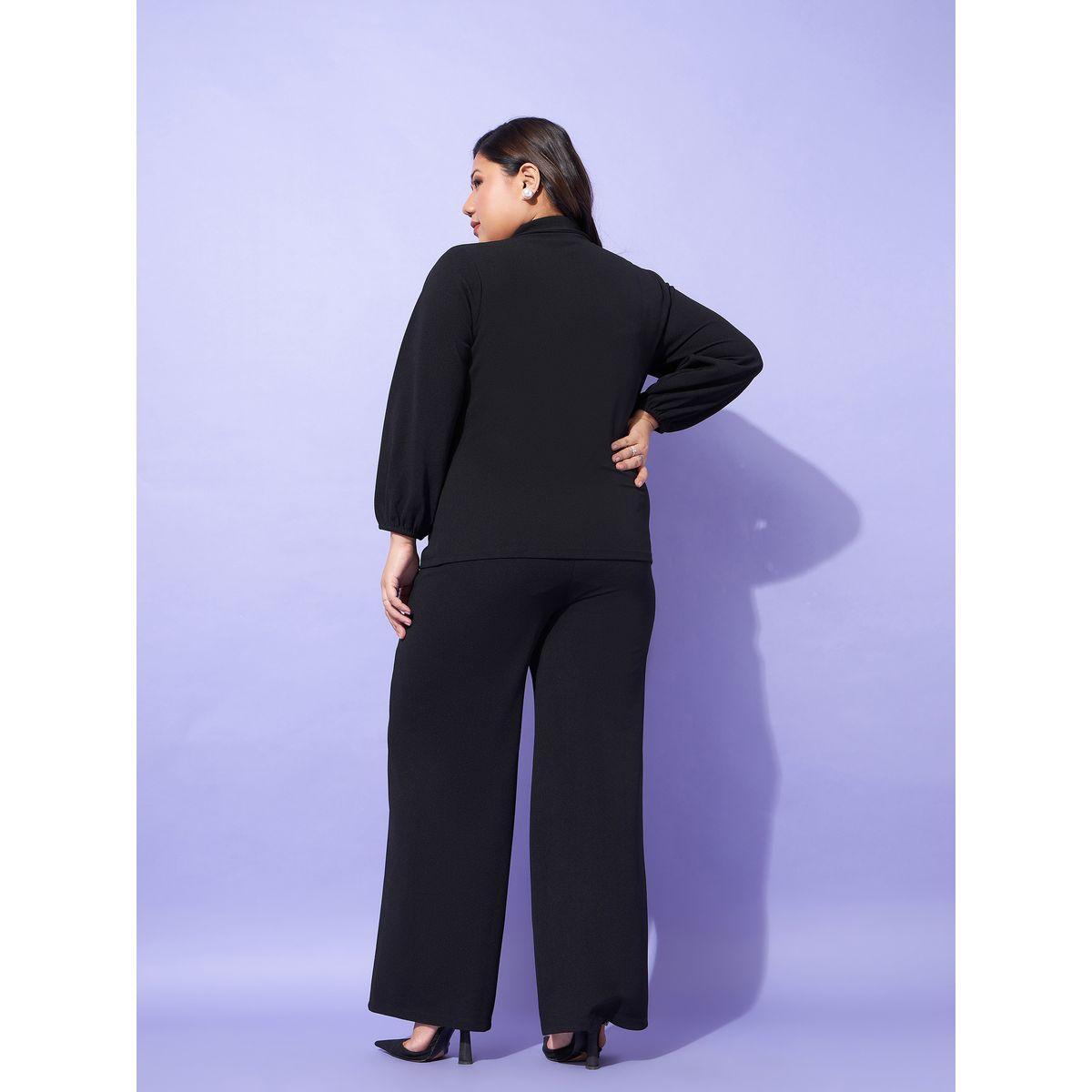 Plus Faux Pearl Button Closure Top & Pintuck Wide Leg Pant Co-Ords-women-clothing-dresses-image-6