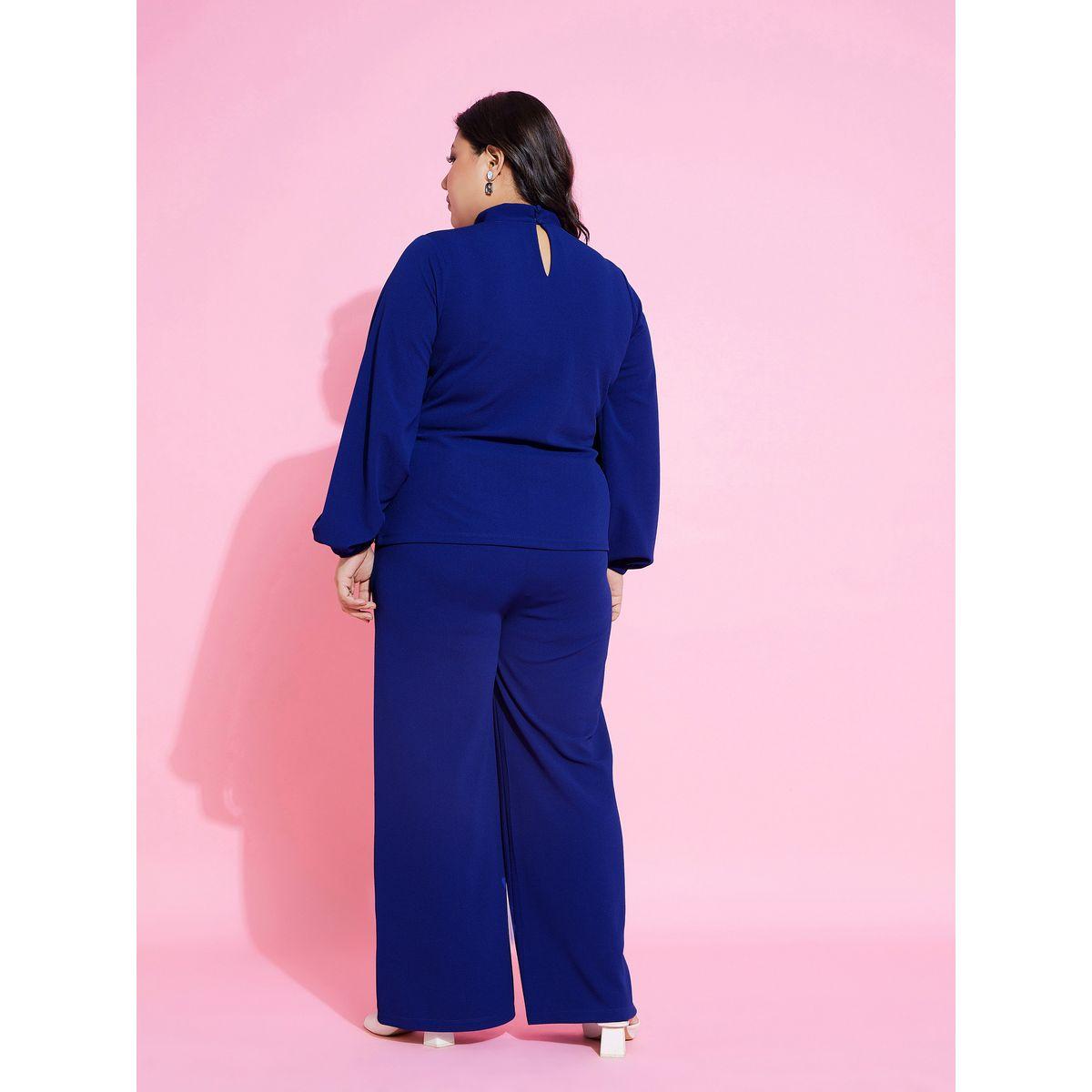 Sassafras X Styli Plus Front Tie Up High Neck Top & Wide Leg Pant Co-Ords-women-clothing-dresses-image-5