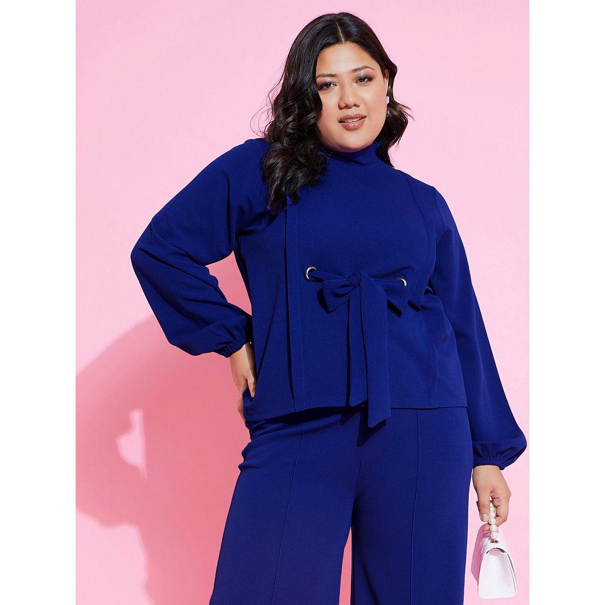 Sassafras X Styli Plus Front Tie Up High Neck Top & Wide Leg Pant Co-Ords-women-clothing-dresses-image-6