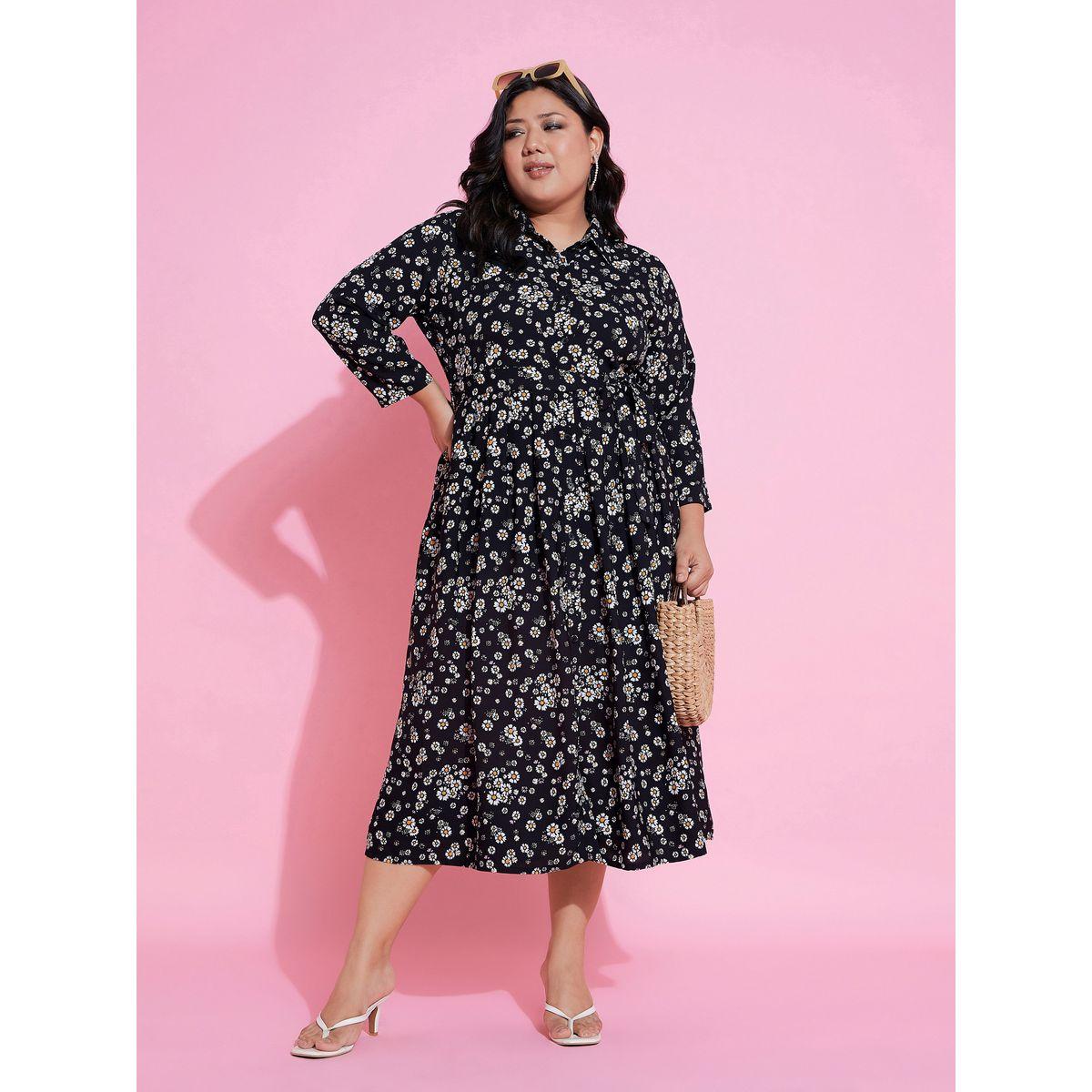 فستان ميدي مطبع بزهور مع حزام ساسافراس × ستايلي-women-clothing-dresses-image-1