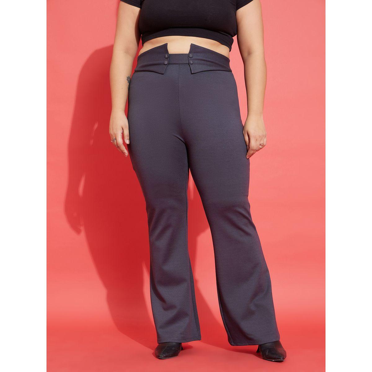 Sassafras X Styli Plus Front Button Detail Bell Bottom Trousers-women-clothing-bottoms-trousers-image-1
