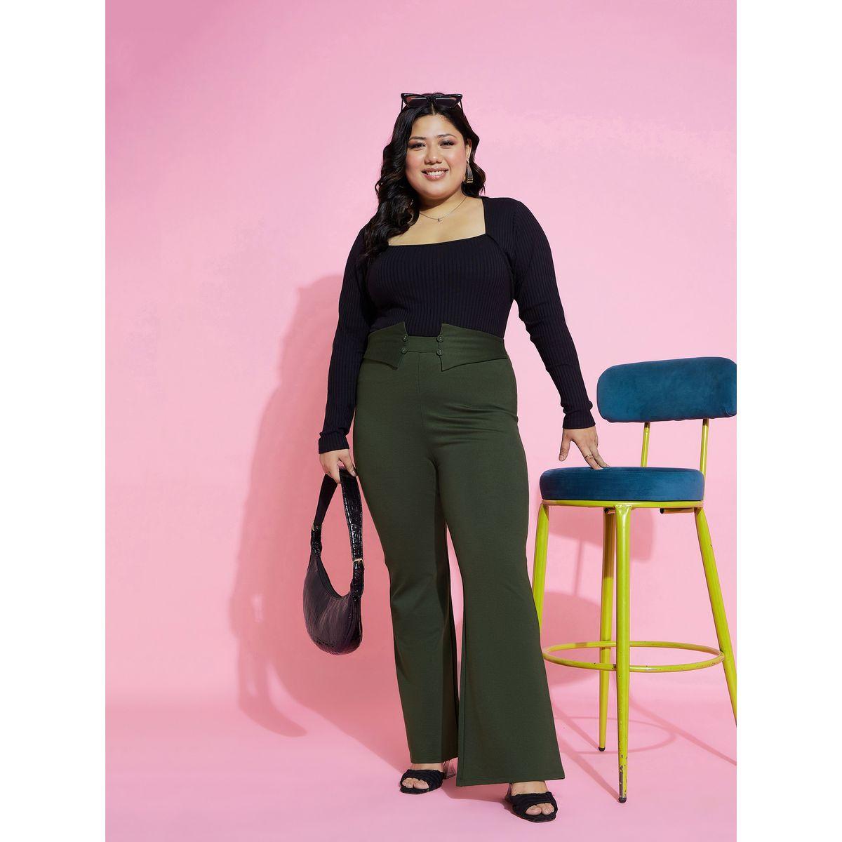 Sassafras X Styli Plus Front Button Detail Bell Bottom Trousers-women-clothing-bottoms-trousers-image-2