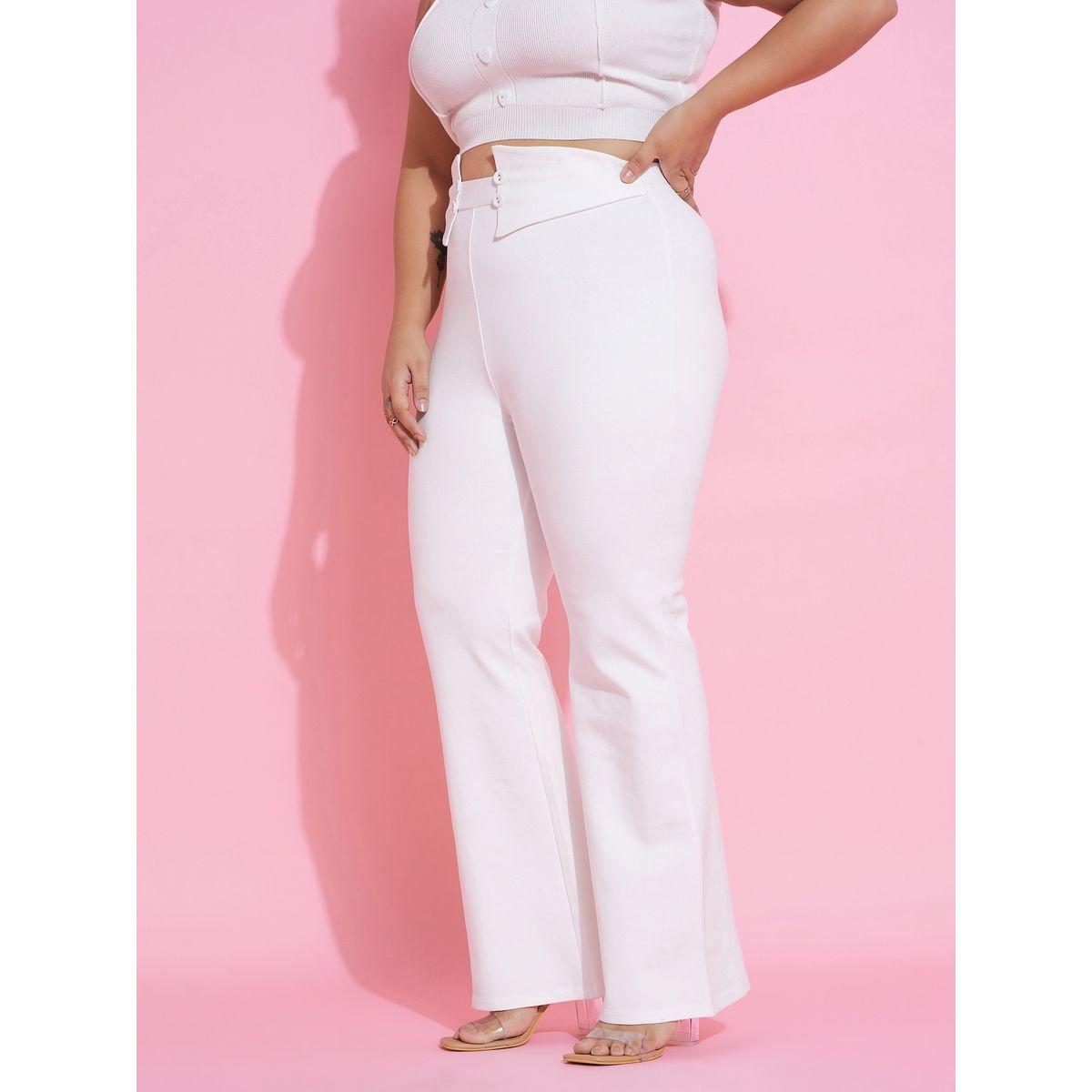 بنطال مزين بازرار مع حافة واسعة ساسافراس × ستايلي-women-clothing-bottoms-trousers-image-4