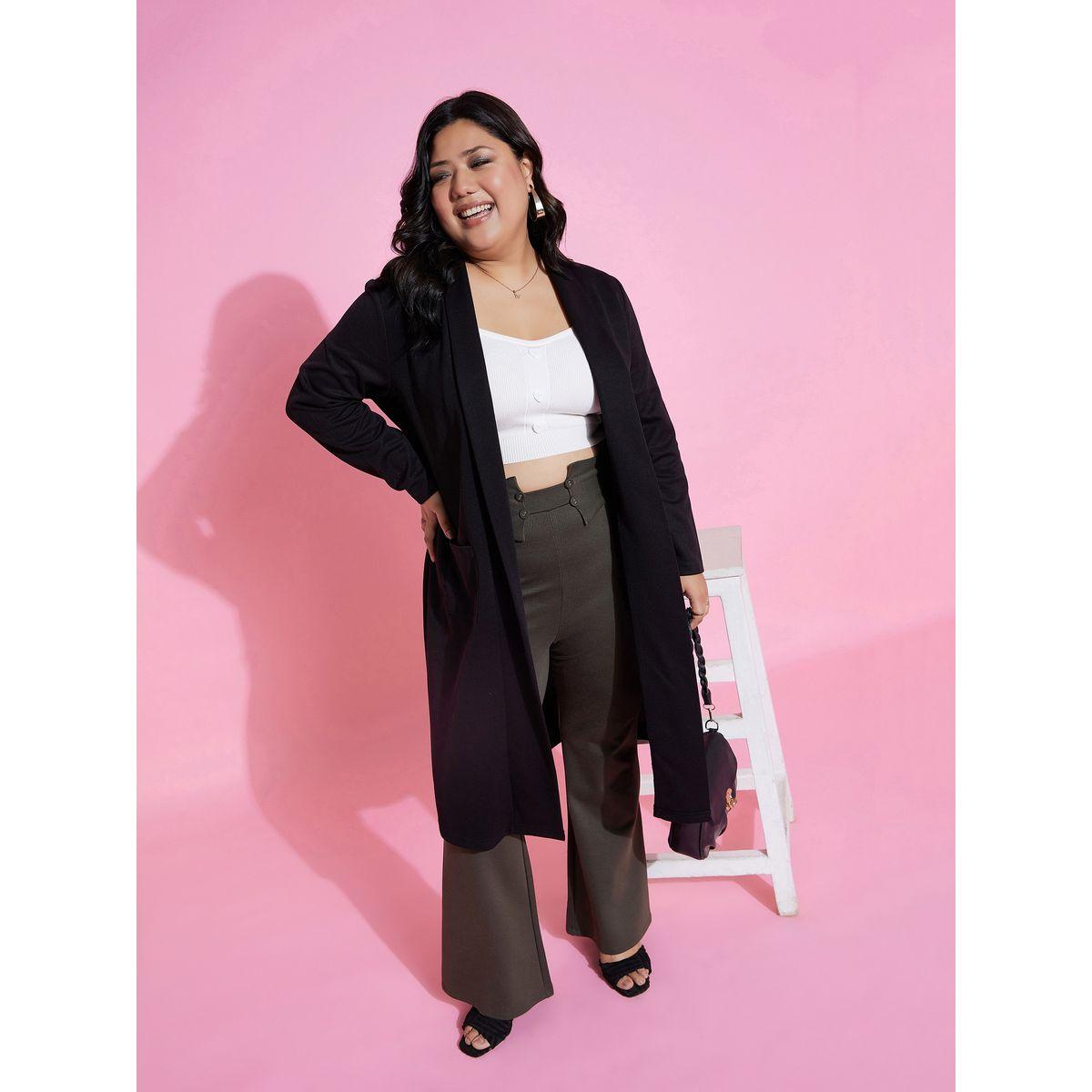 Plus Solid Pocket Detail Midi Shrug-women-clothing-shirtsandblouses-shirts-image-1