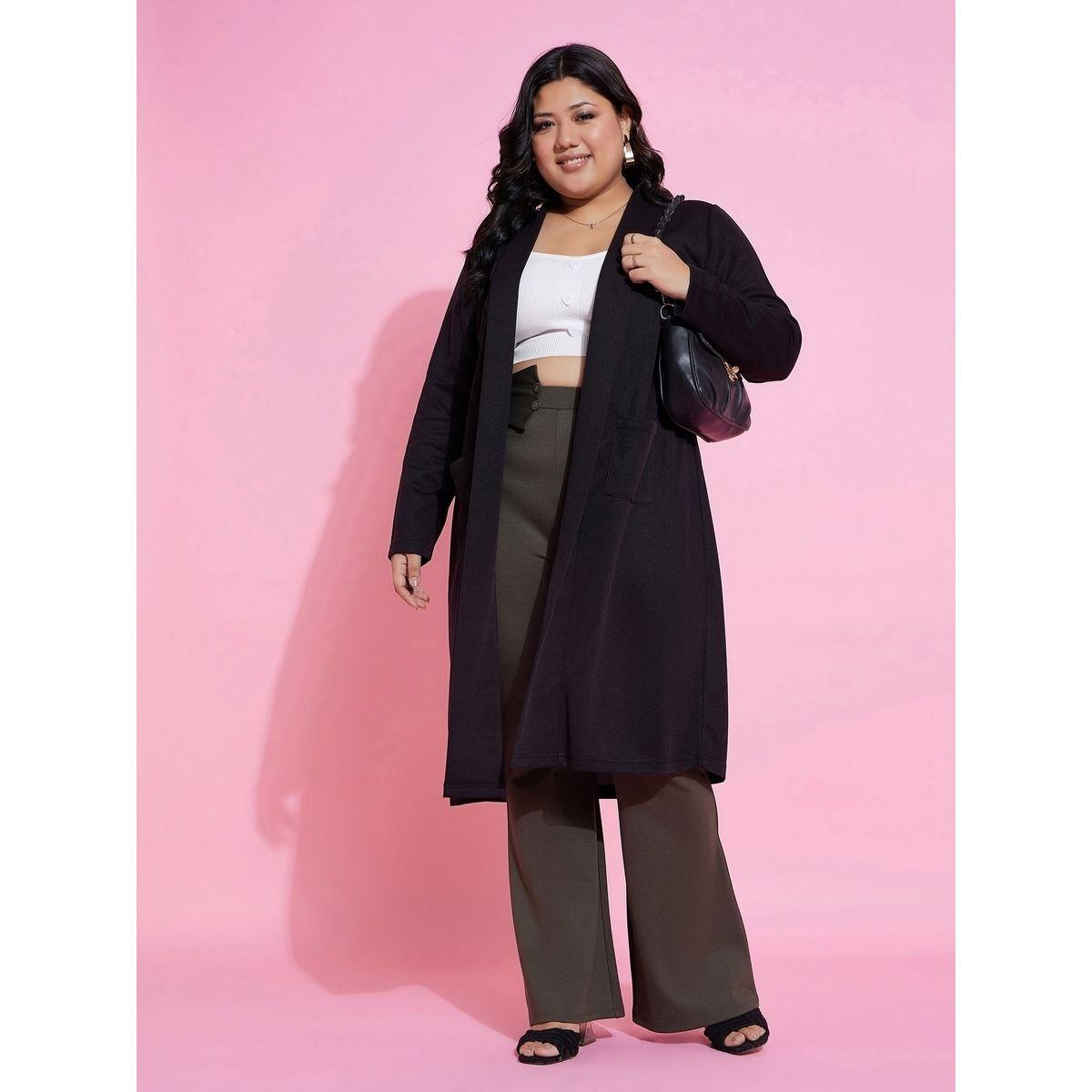 Plus Solid Pocket Detail Midi Shrug-women-clothing-shirtsandblouses-shirts-image-2