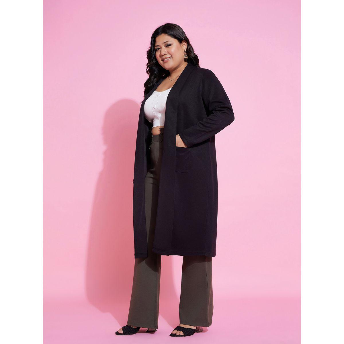 Plus Solid Pocket Detail Midi Shrug-women-clothing-shirtsandblouses-shirts-image-3