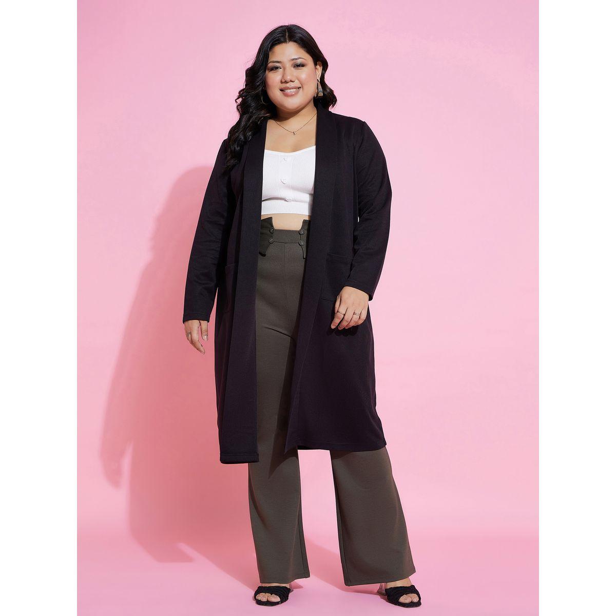 Plus Solid Pocket Detail Midi Shrug-women-clothing-shirtsandblouses-shirts-image-6