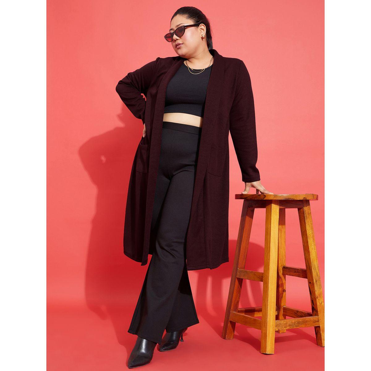 Plus Solid Pocket Detail Midi Shrug-women-clothing-shirtsandblouses-shirts-image-1