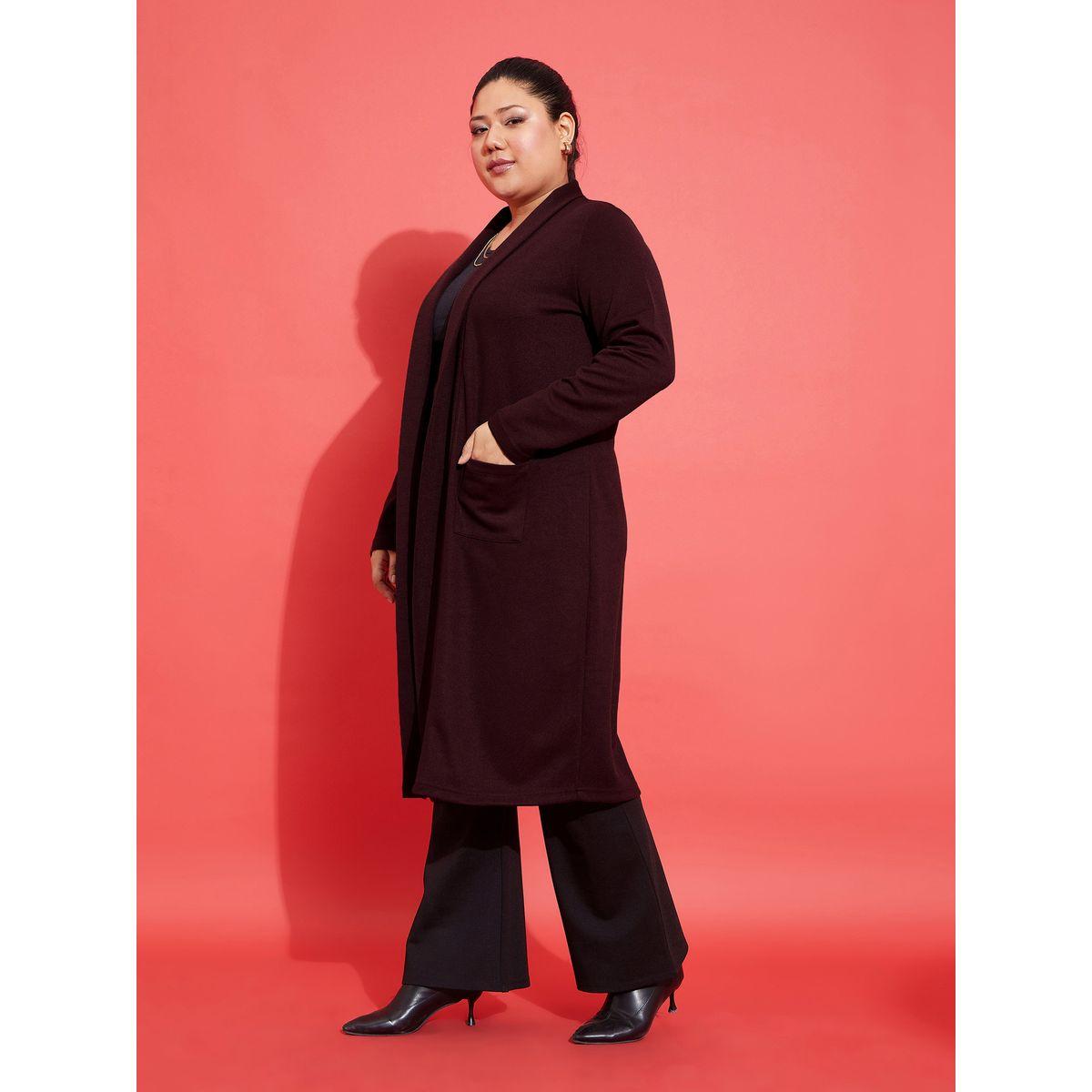 Plus Solid Pocket Detail Midi Shrug-women-clothing-shirtsandblouses-shirts-image-2