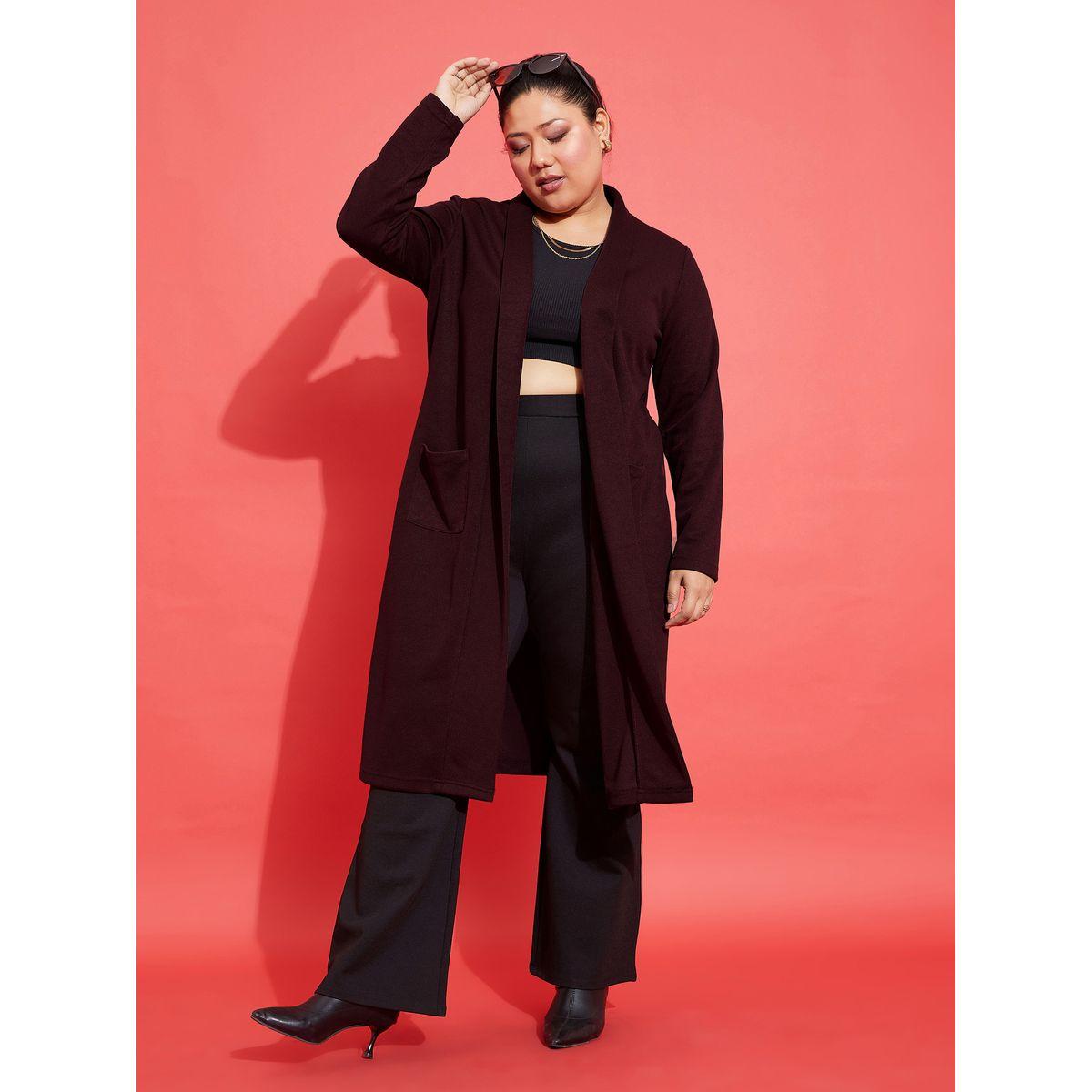 Plus Solid Pocket Detail Midi Shrug-women-clothing-shirtsandblouses-shirts-image-5