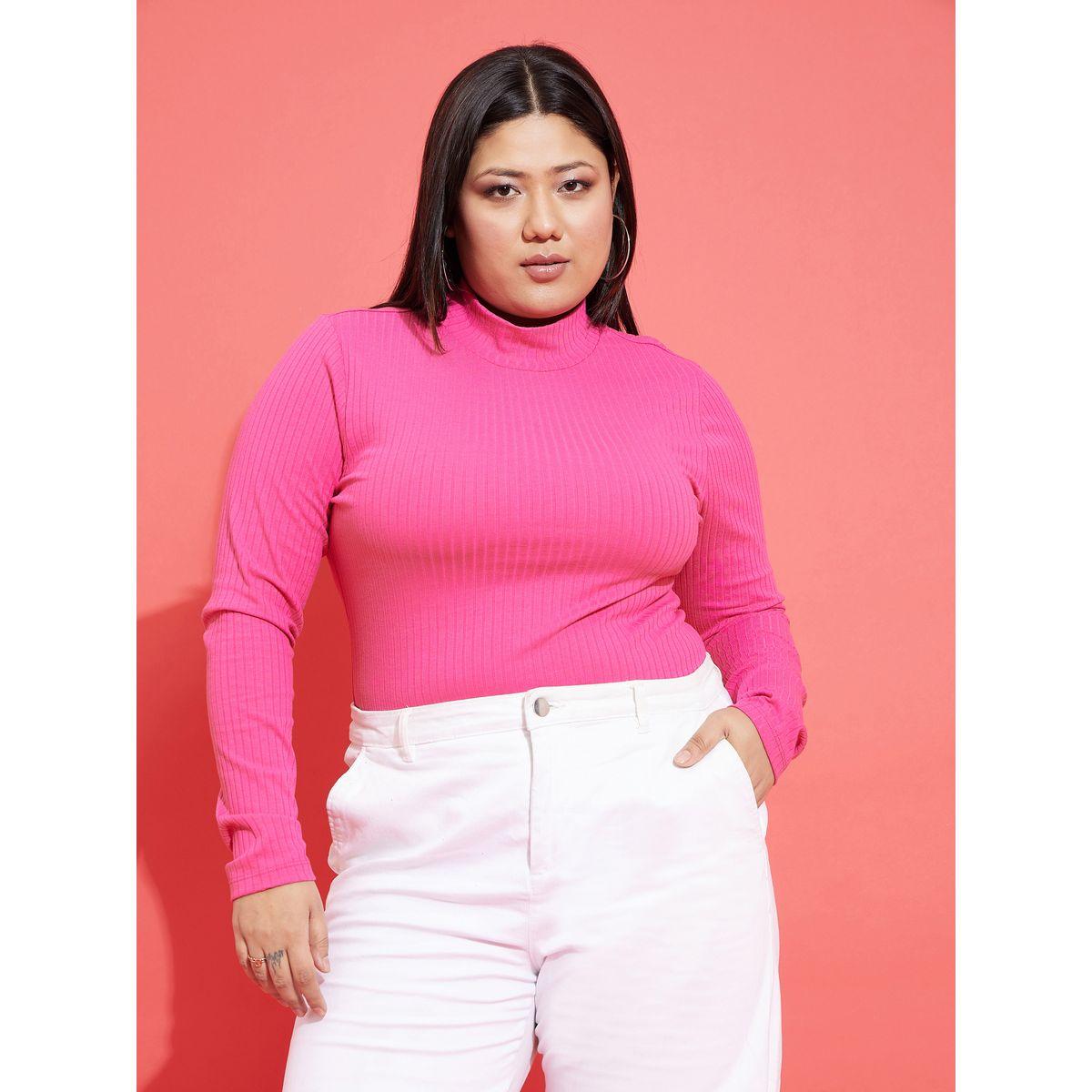Sassafras X Styli Plus Ribbed High Neck Long Sleeve Top-women-clothing-shirtsandblouses-blouses-image-2