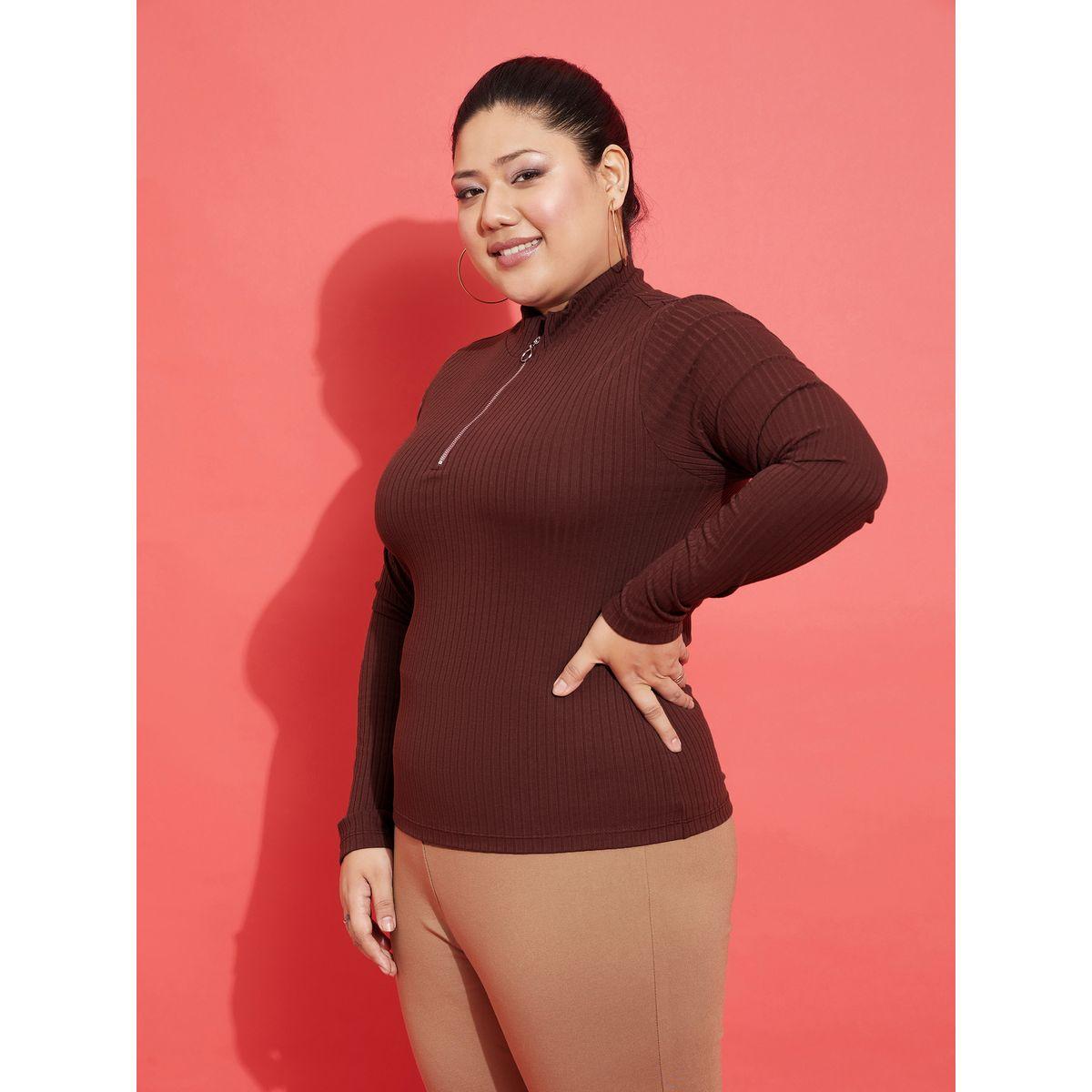 بلوزة بمقاس كبير وتفاصيل مضلعة مع اكمام طويلة ساسافراس × ستايلي-women-clothing-shirtsandblouses-blouses-image-3