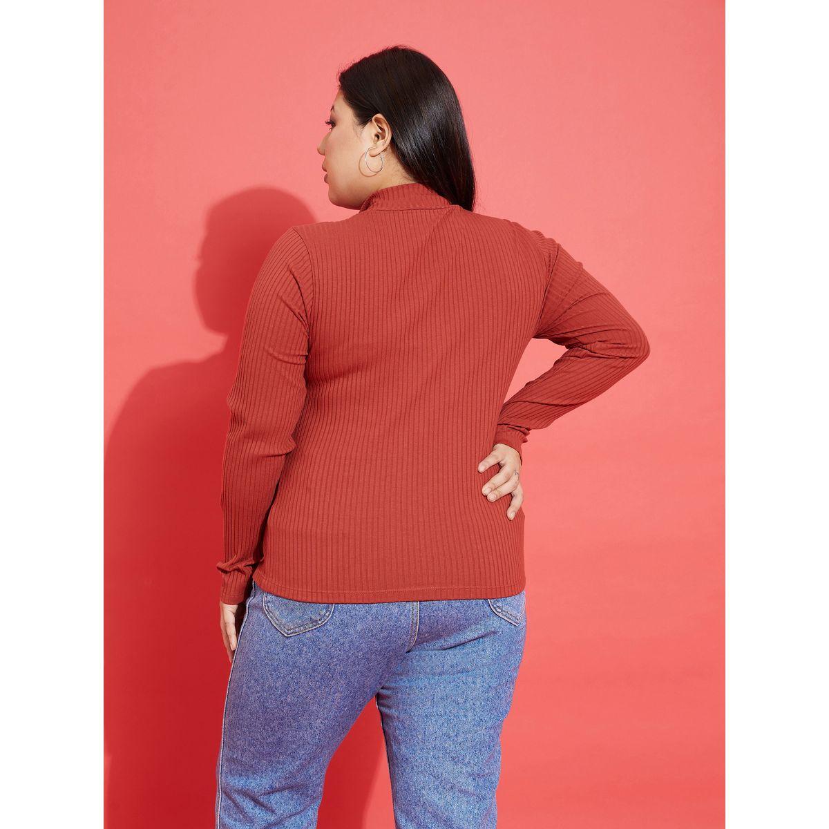 Sassafras X Styli Plus Collared Rib Front Zip Long Sleeve Top-women-clothing-shirtsandblouses-blouses-image-5