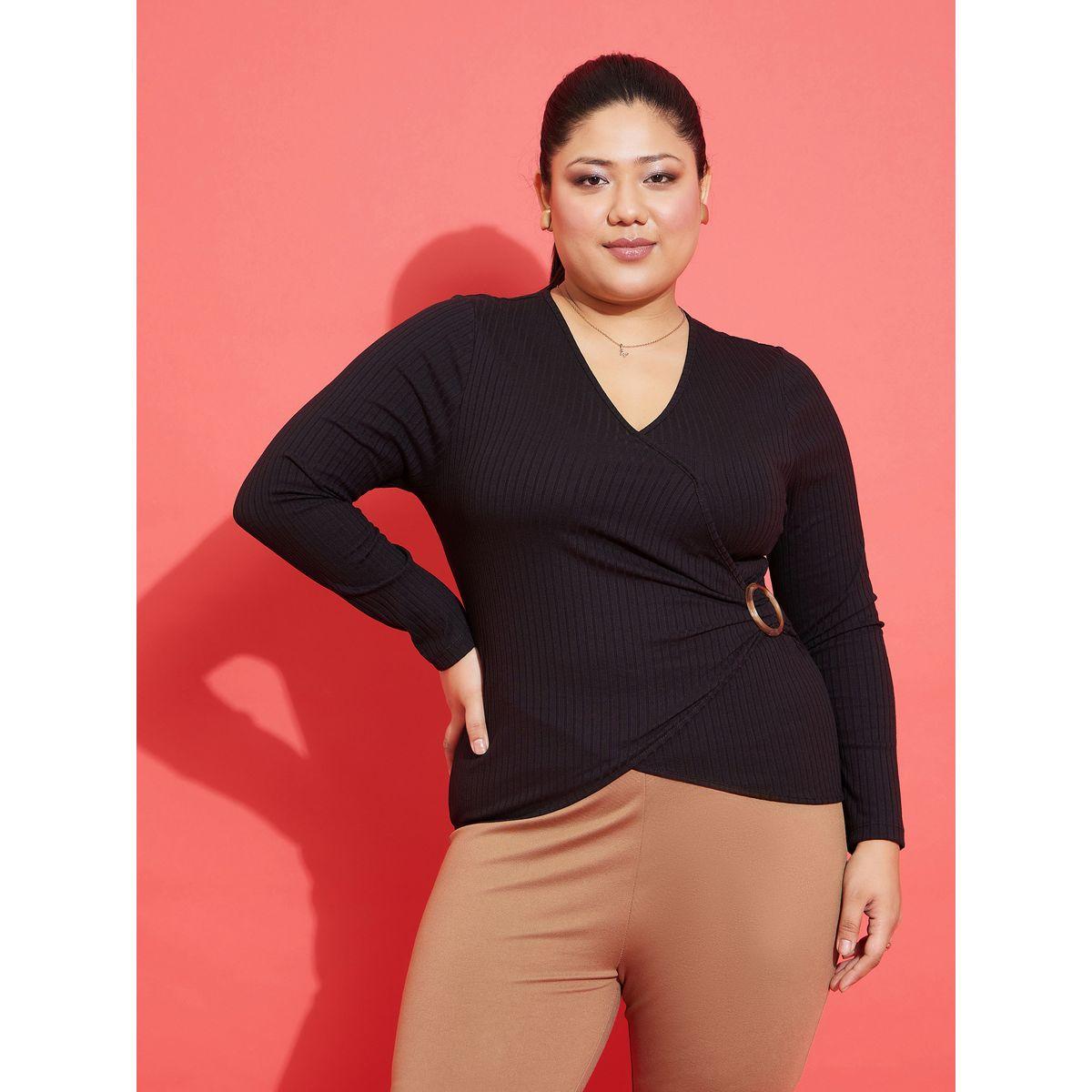 Sassafras X Styli Plus Rib Side Buckle Detail Long Sleeve Top-women-clothing-shirtsandblouses-blouses-image-2