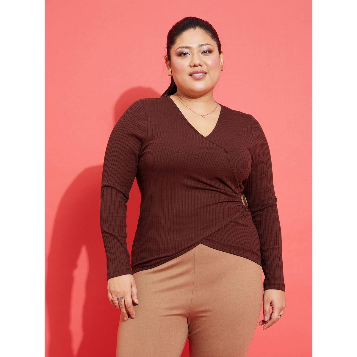 Sassafras X Styli Plus Rib Side Buckle Detail Long Sleeve Top-women-clothing-shirtsandblouses-blouses-image-1