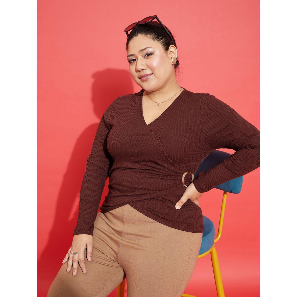 Sassafras X Styli Plus Rib Side Buckle Detail Long Sleeve Top-women-clothing-shirtsandblouses-blouses-image-6