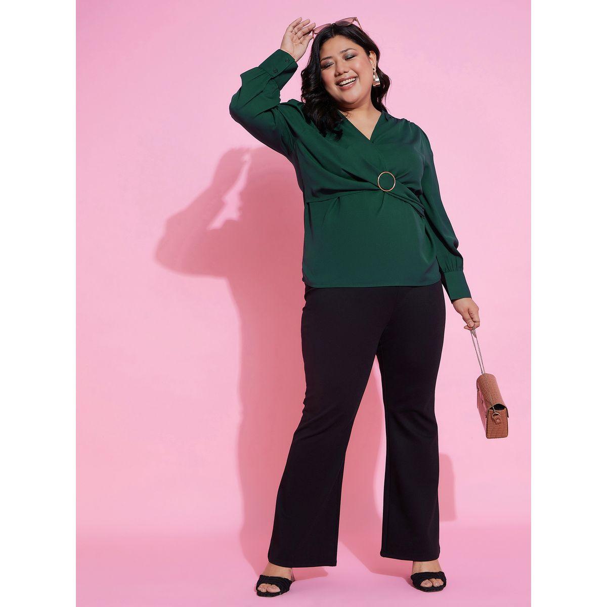 Sassafras X Styli Plus V Neck Peplum Top with Long Sleeves-women-clothing-shirtsandblouses-blouses-image-2