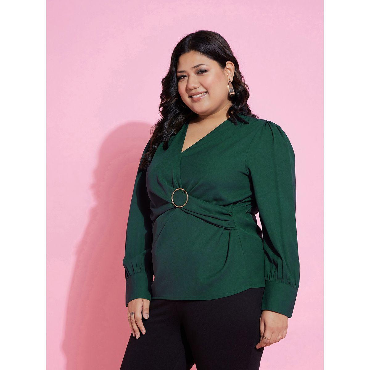 بلوزة بيبلوم بمقاس كبير واكمام طويلة ساسافراس × ستايلي-women-clothing-shirtsandblouses-blouses-image-3