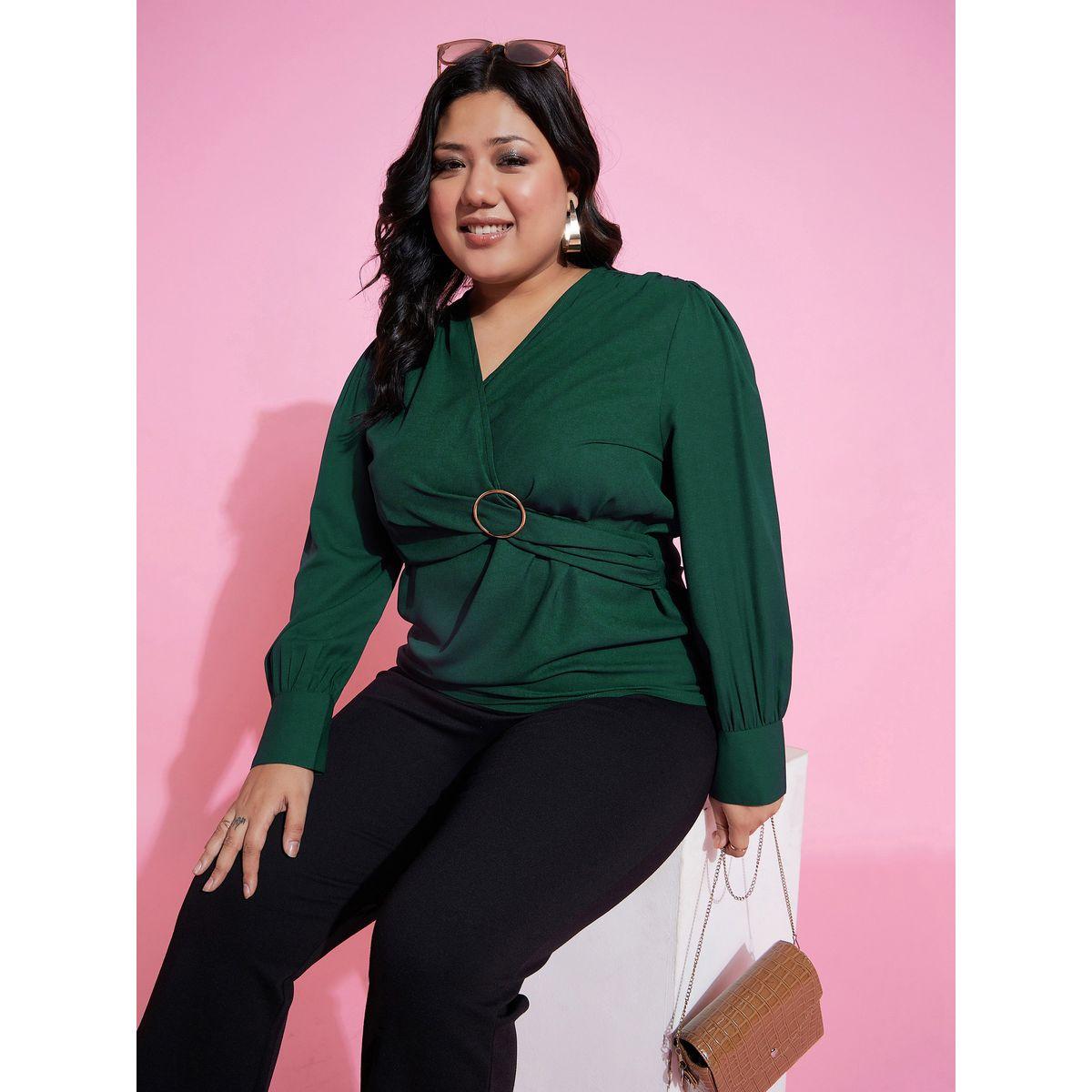 بلوزة بيبلوم بمقاس كبير واكمام طويلة ساسافراس × ستايلي-women-clothing-shirtsandblouses-blouses-image-6