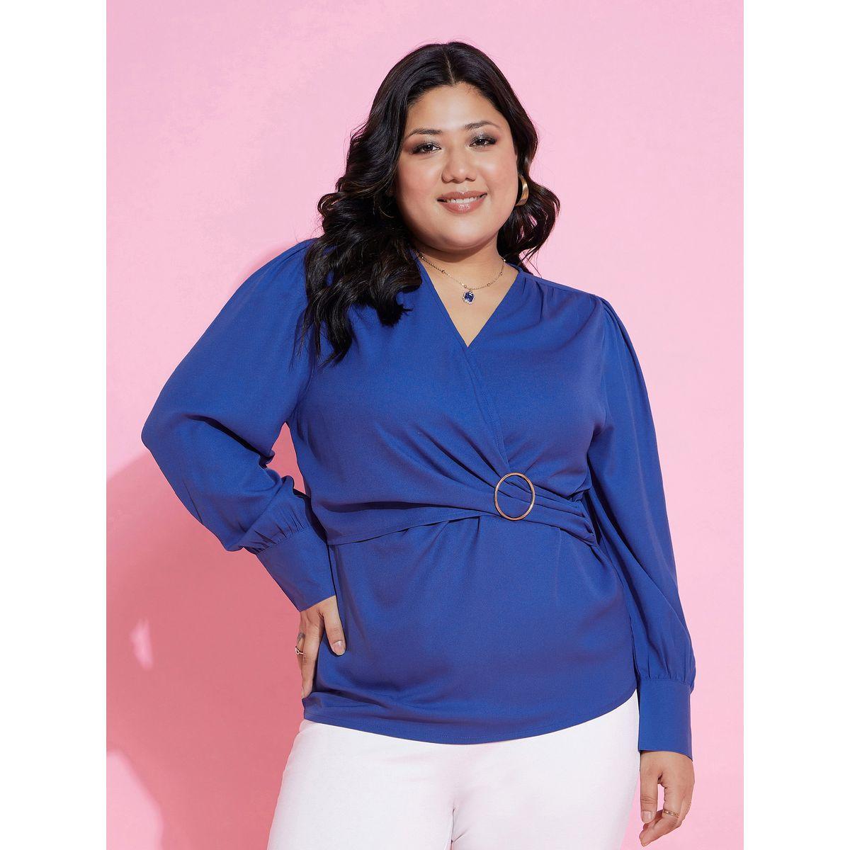 بلوزة بيبلوم بمقاس كبير وتفاصيل عقدة ساسافراس × ستايلي-women-clothing-shirtsandblouses-blouses-image-6