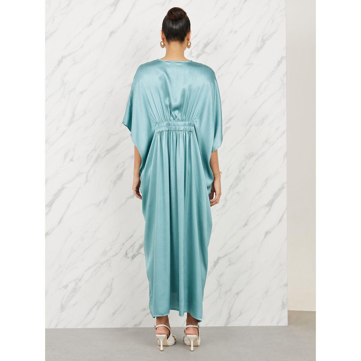 Styli Limited Satin Embellished Waist Kaftan Maxi Dress-women-clothing-dresses-image-4