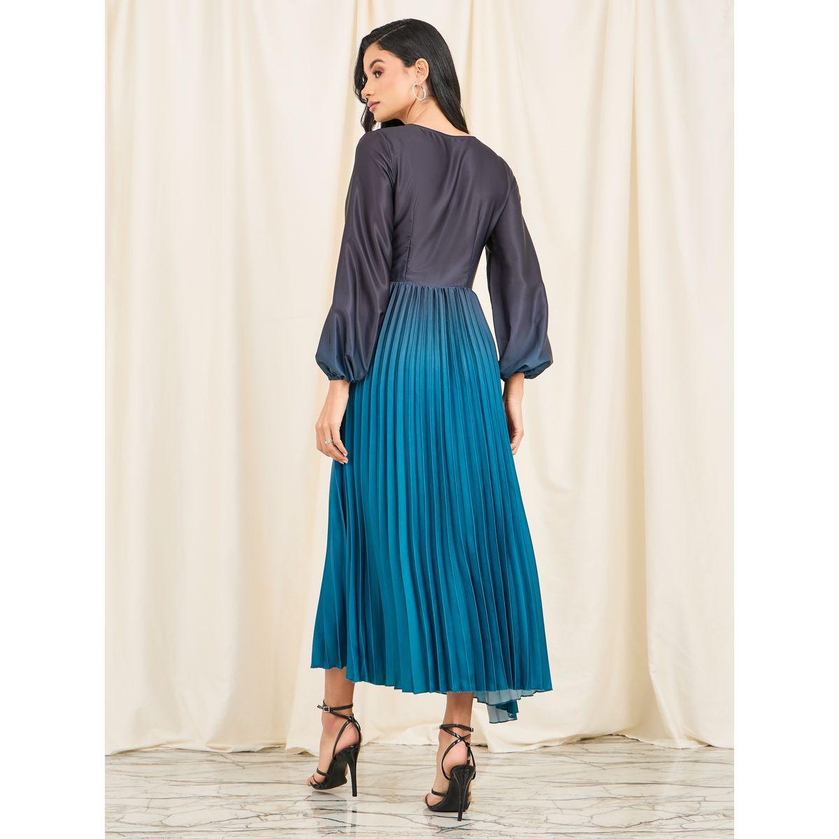 Styli Limited Pleated Ombre Print A-Line Maxi Dress-women-clothing-dresses-image-4