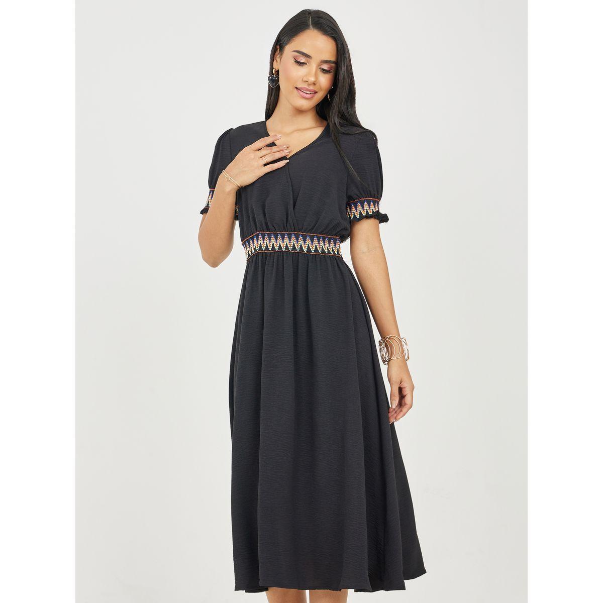Styli Embroidered V Neck A-Line Midi Dress-women-clothing-dresses-image-2