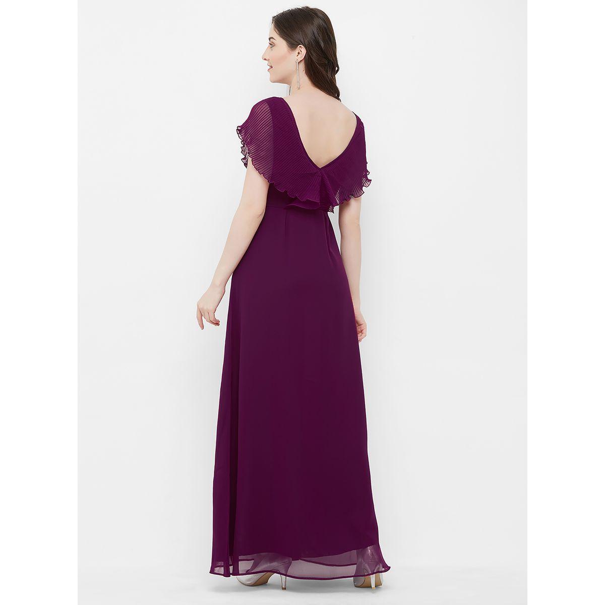 فستان بليسيه طويل بأكمام كشكش ميش × ستايلي-women-clothing-dresses-image-5