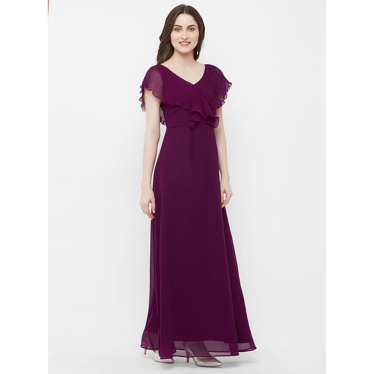 فستان بليسيه طويل بأكمام كشكش ميش × ستايلي-women-clothing-dresses-image-6