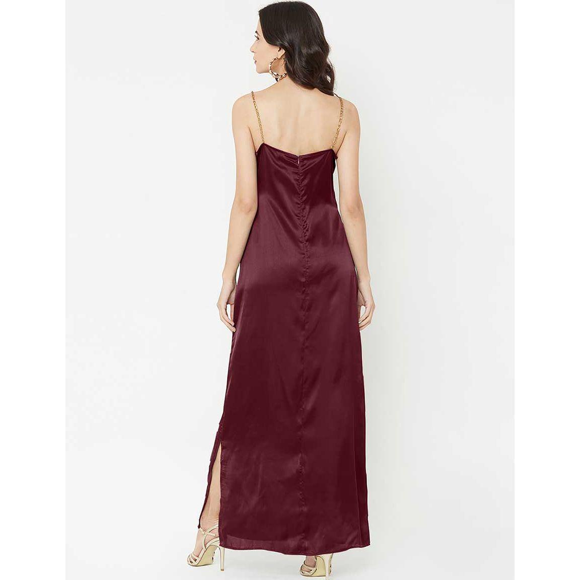 فستان بياقة منسدلة مع شق جانبي-women-clothing-dresses-image-2