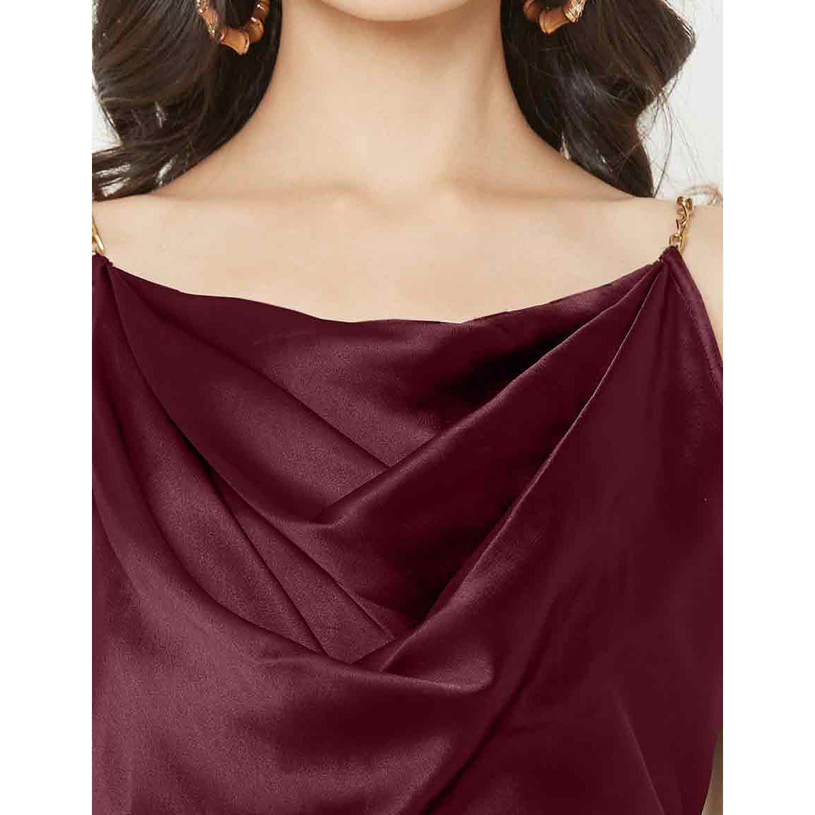 Mish Chain Strap Cowl Neck Dress with Side Slit-women-clothing-dresses-image-6