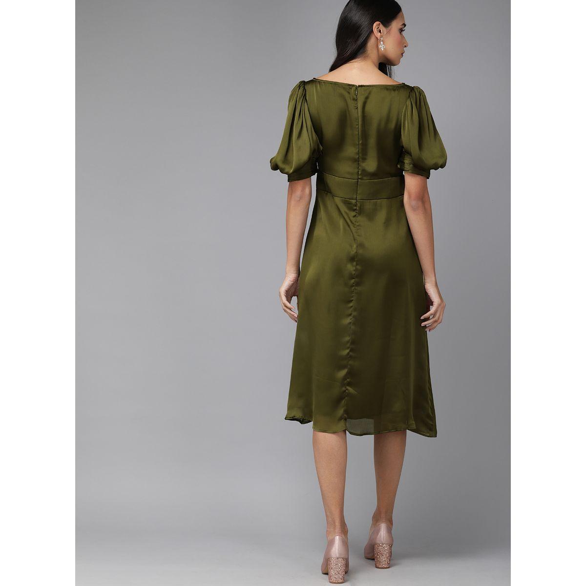 فستان شيفون ميدي بأكمام منفوخة ميش × ستايلي-women-clothing-dresses-image-4