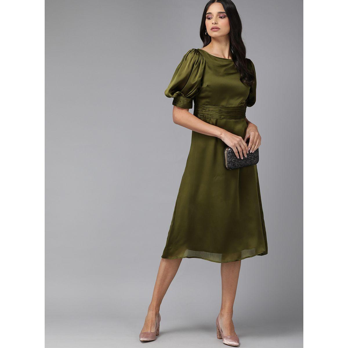 فستان شيفون ميدي بأكمام منفوخة ميش × ستايلي-women-clothing-dresses-image-5