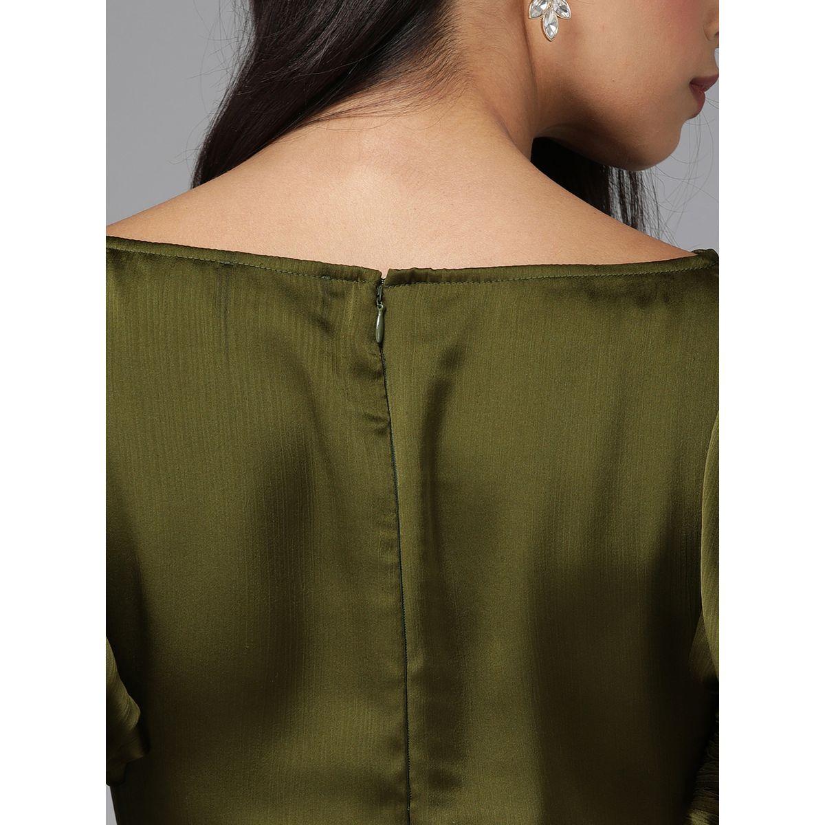 فستان شيفون ميدي بأكمام منفوخة ميش × ستايلي-women-clothing-dresses-image-6