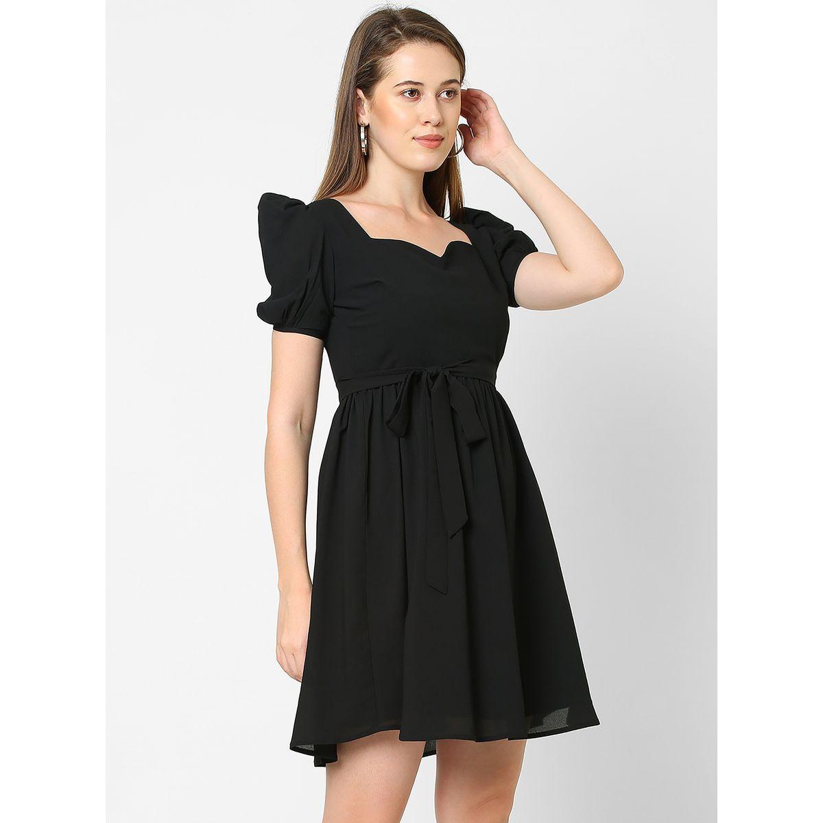 Sweetheart Neck Tie-Up Detail Mini Dress-women-clothing-dresses-image-1