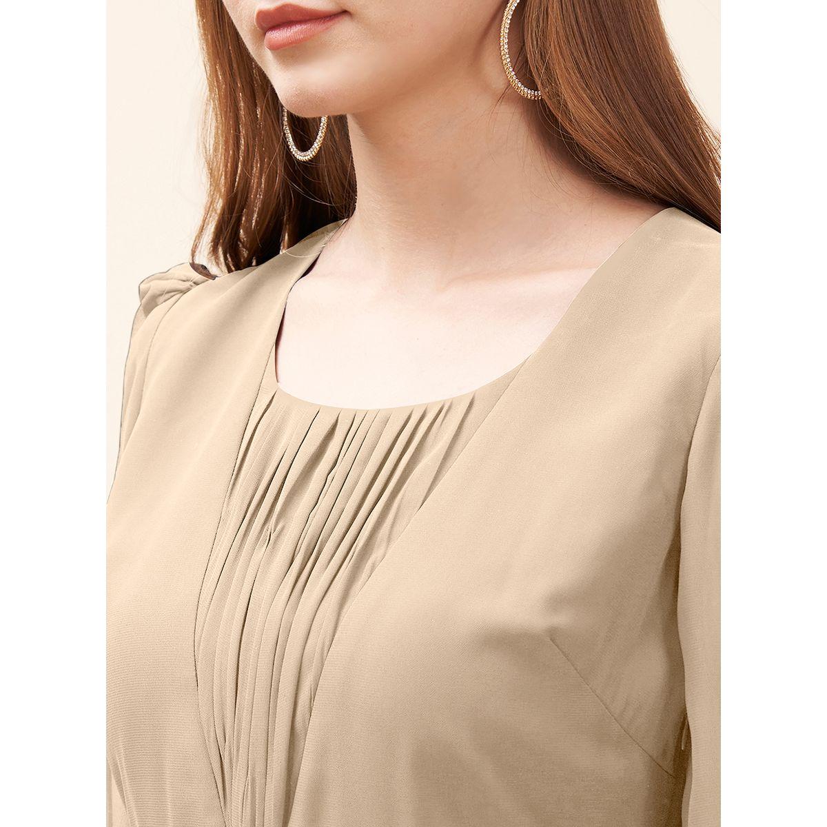 فستان طويل بكسرات مع اكمام منفوخة ميش × ستايلي-women-clothing-dresses-image-3