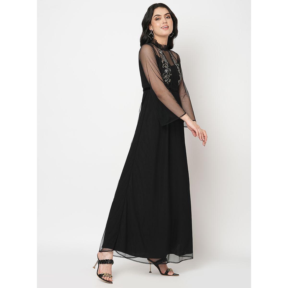 فستان طويل بتفاصيل شبكية ميش × ستايلي-women-clothing-dresses-image-4