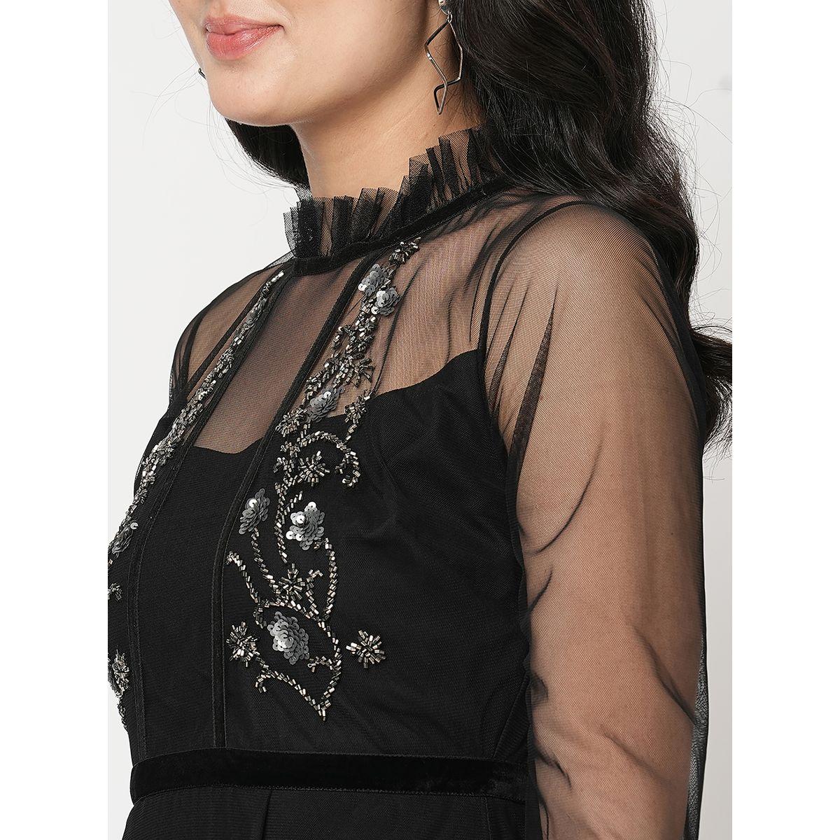 Mish X Styli  Embellished Mesh Insert A-Line Maxi Dress-women-clothing-dresses-image-5