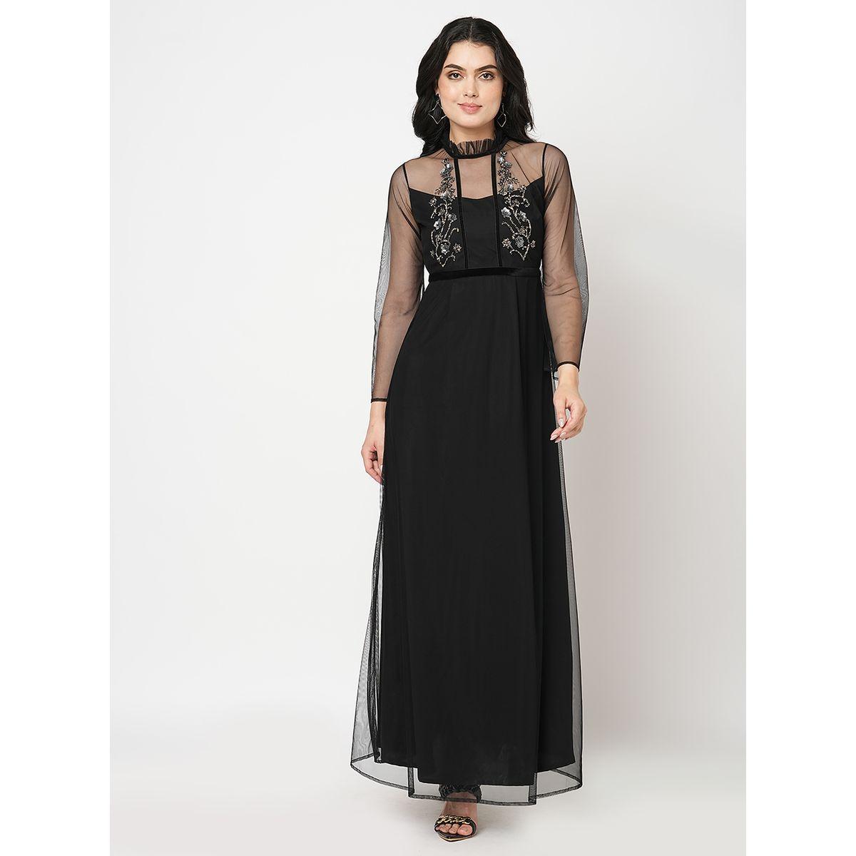 فستان طويل بتفاصيل شبكية ميش × ستايلي-women-clothing-dresses-image-6