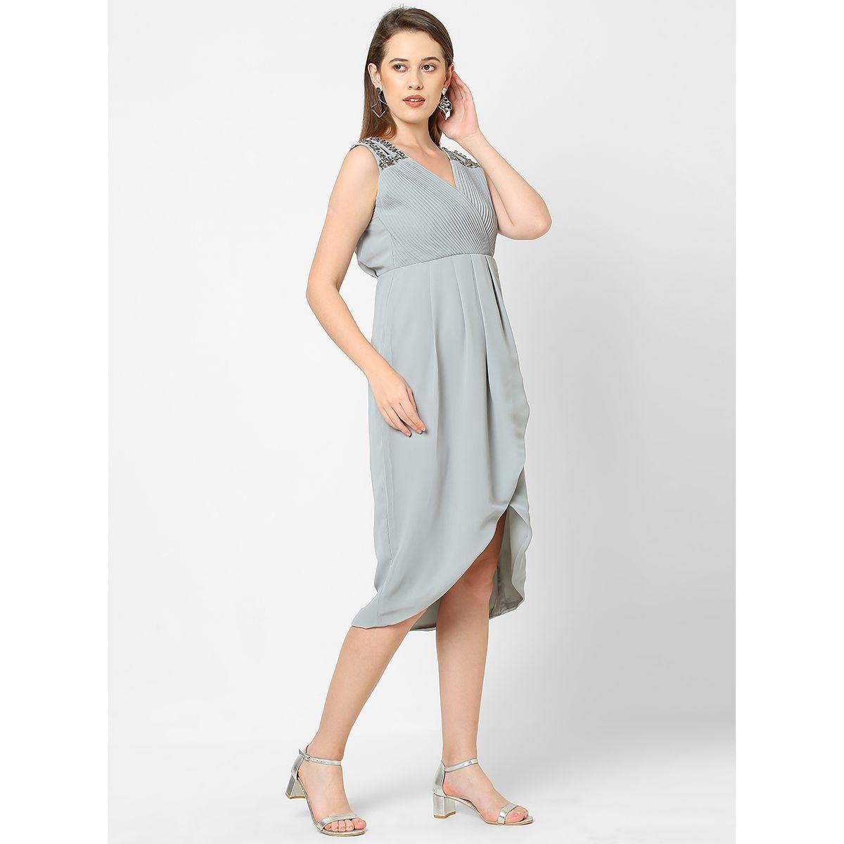 فستان ميدي بحافة غير متماثلة الطول ميش × ستايلي-women-clothing-dresses-image-4