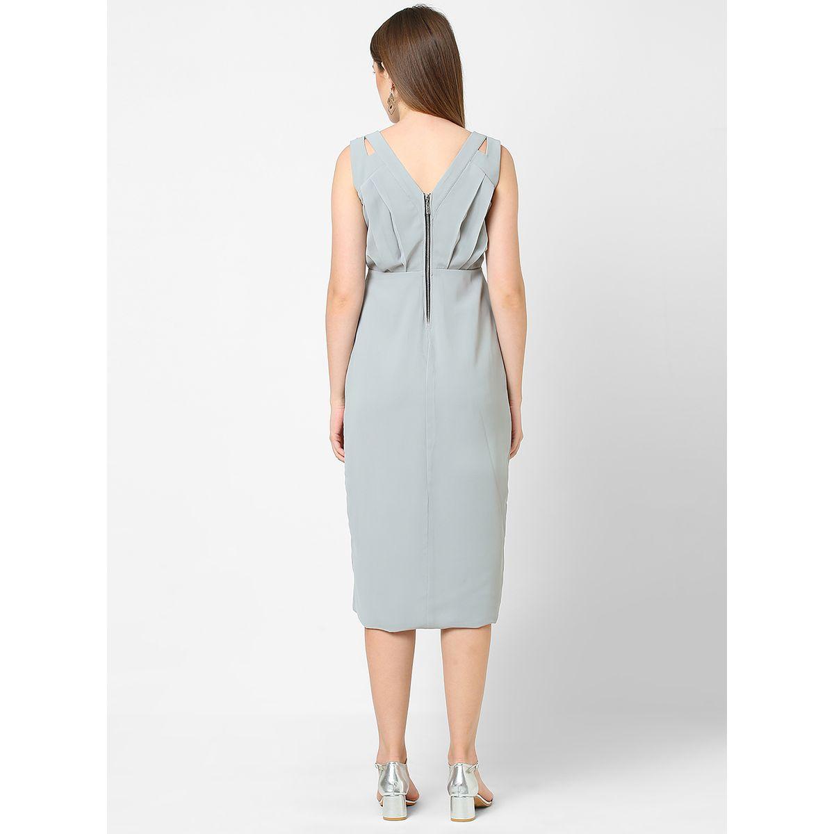 Mish X Styli  Pleated Embellished Shoulder Straps Midi Dress with Asymmetrical Hem-women-clothing-dresses-image-5