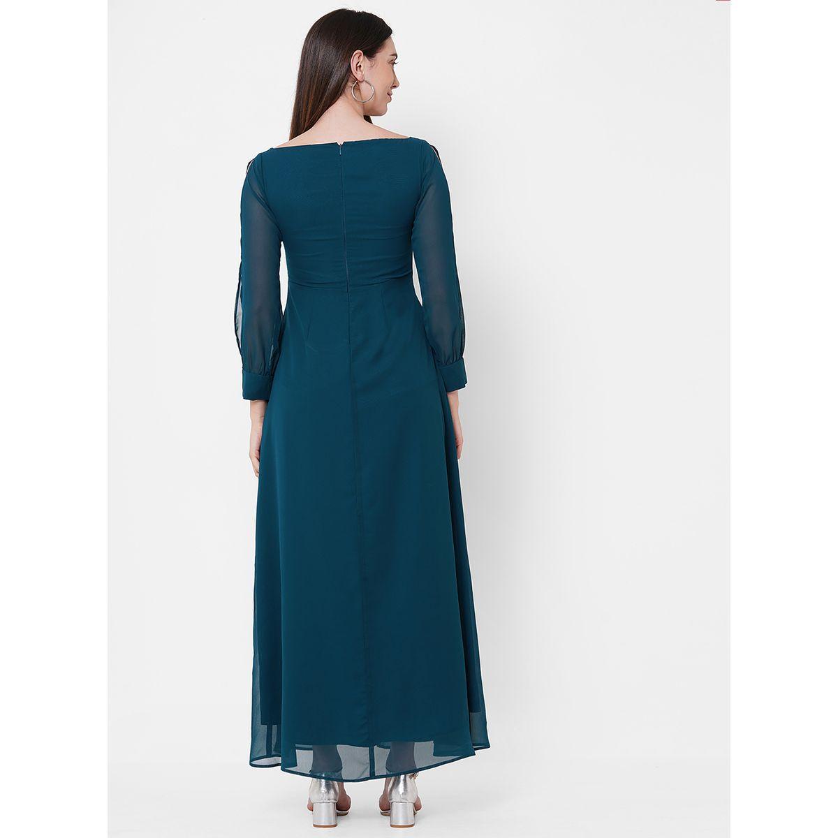 فستان طويل مع أكمام بشق ميش × ستايلي-women-clothing-dresses-image-4