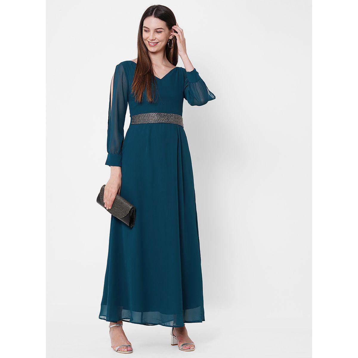 فستان طويل مع أكمام بشق ميش × ستايلي-women-clothing-dresses-image-5