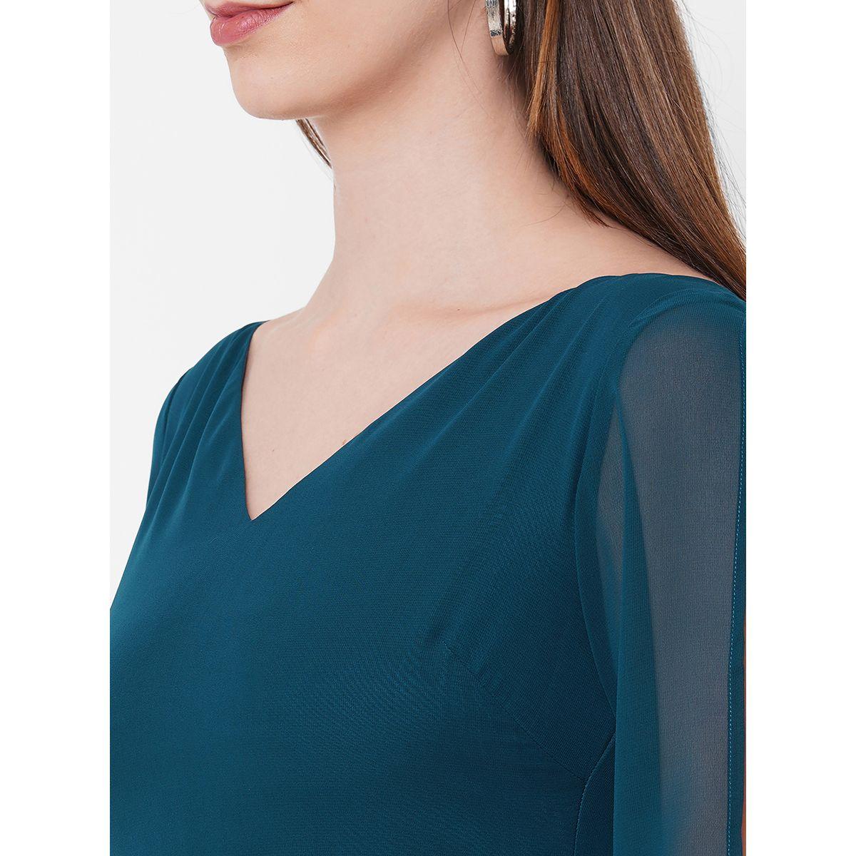 فستان طويل مع أكمام بشق ميش × ستايلي-women-clothing-dresses-image-7