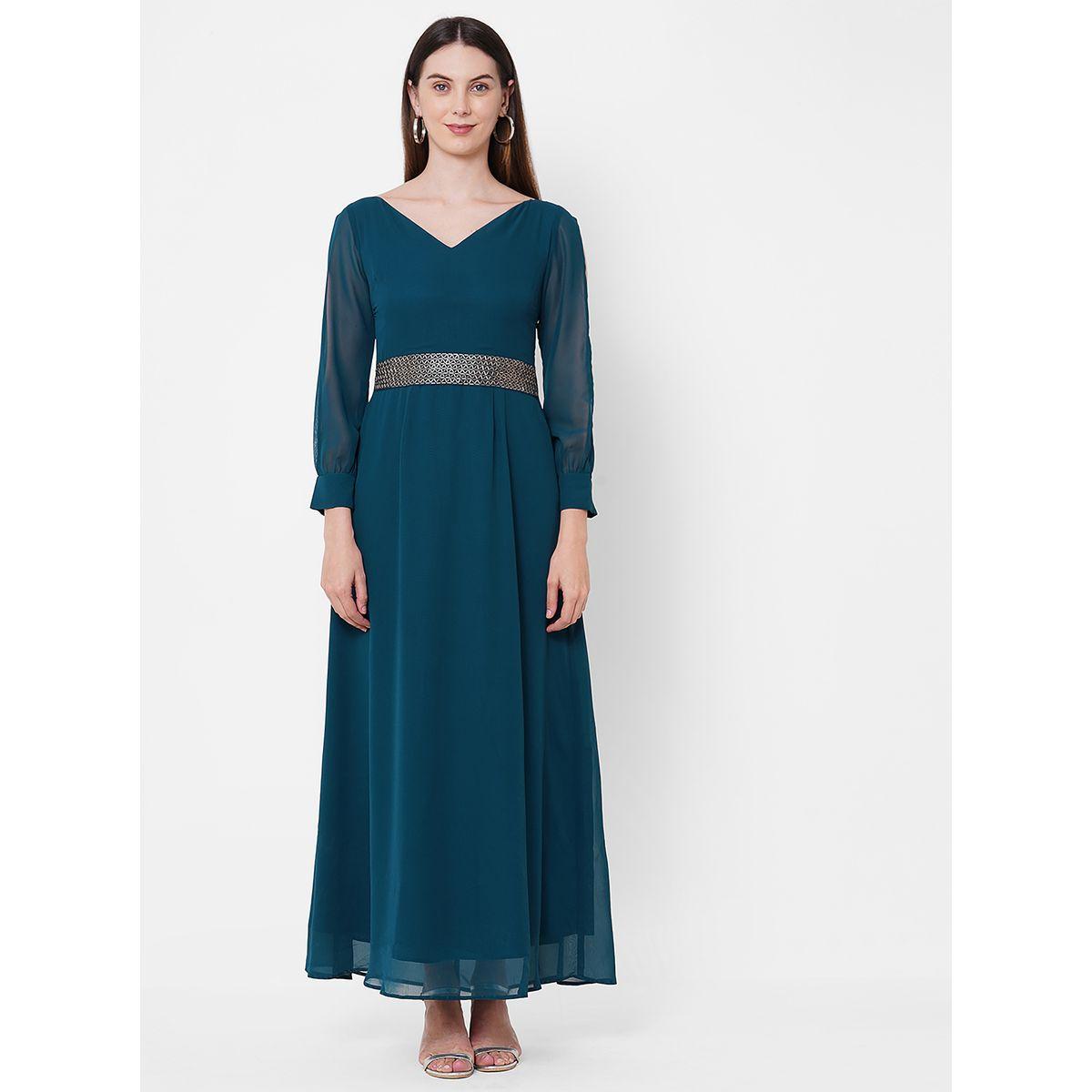 فستان طويل مع أكمام بشق ميش × ستايلي-women-clothing-dresses-image-8