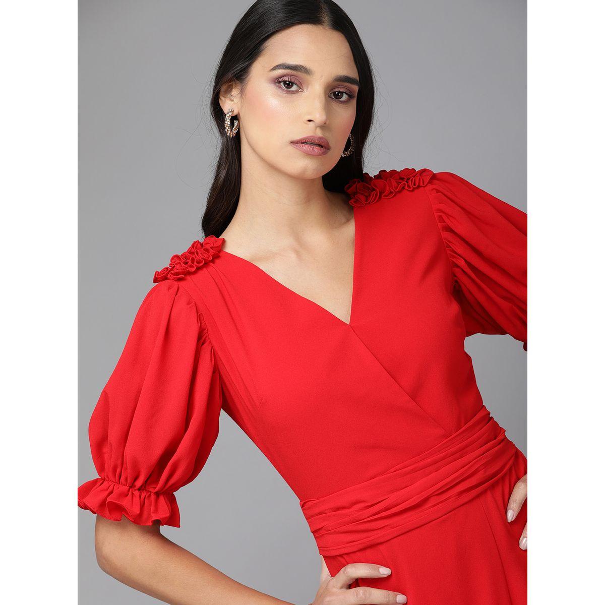 Mish X Styli  Ruffle Detail Puff Sleeve Wrap Front Maxi Dress-women-clothing-dresses-image-5