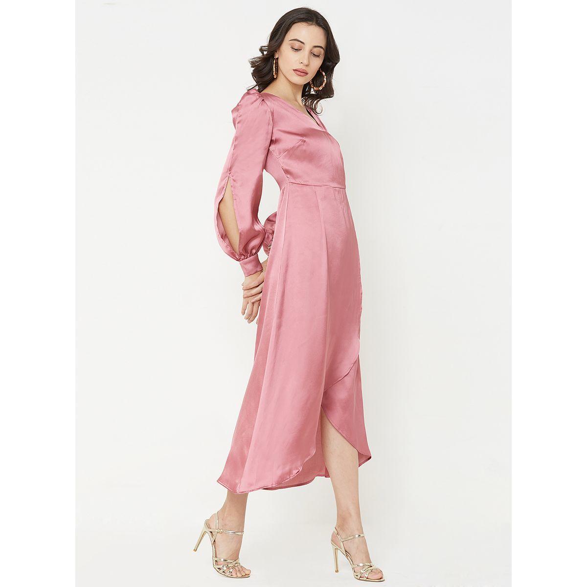 Satin Wrap Front Midi Dress-women-clothing-dresses-image-2